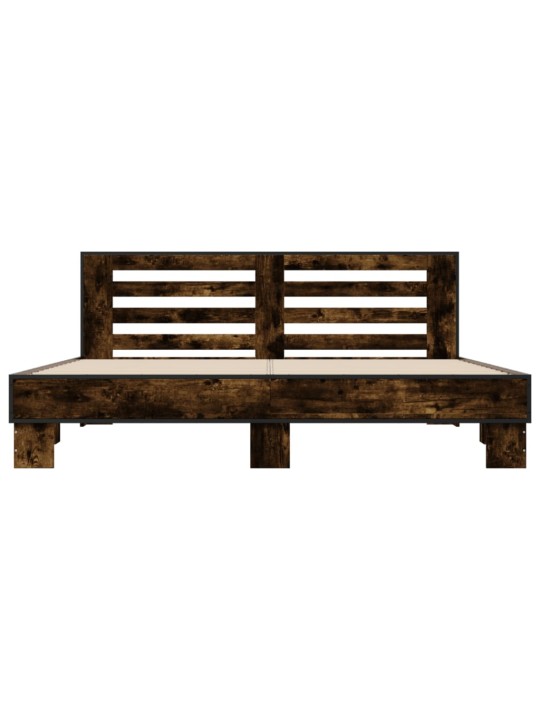 Rám postele kouřový dub 200 x 200 cm kompozitní dřevo a kov