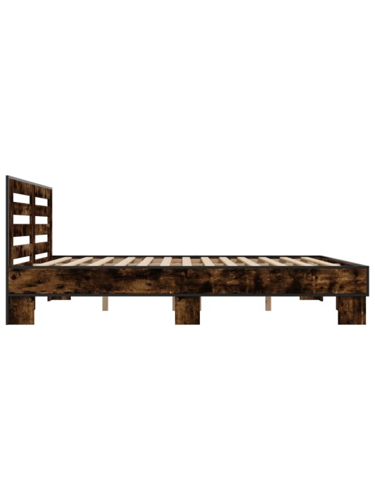 Rám postele kouřový dub 200 x 200 cm kompozitní dřevo a kov