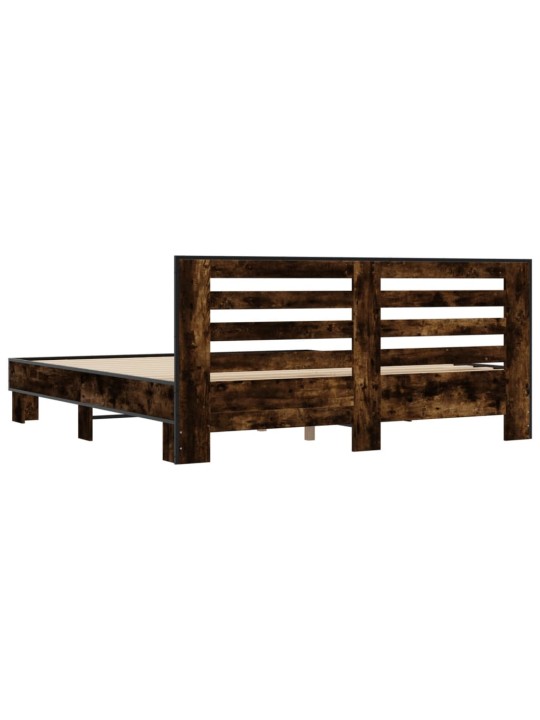 Rám postele kouřový dub 200 x 200 cm kompozitní dřevo a kov