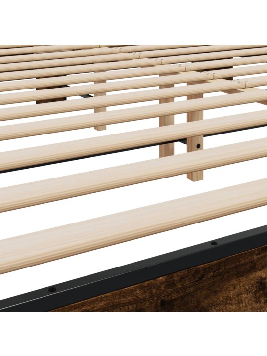 Rám postele kouřový dub 200 x 200 cm kompozitní dřevo a kov