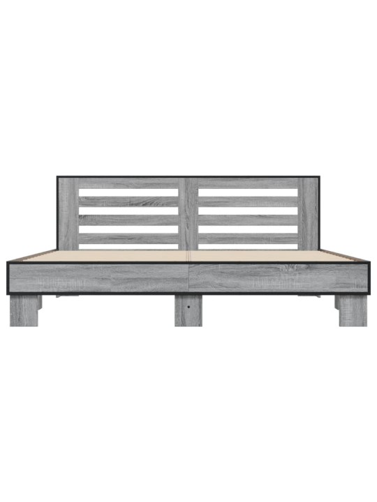 Rám postele šedý sonoma 200 x 200 cm kompozitní dřevo a kov