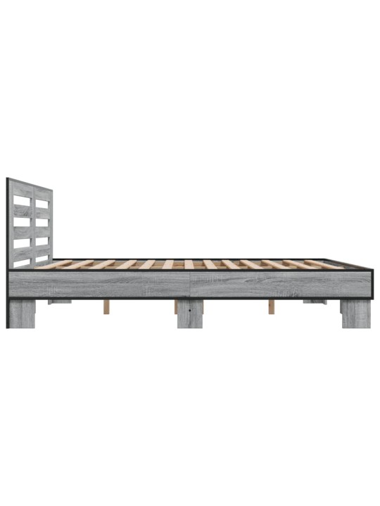 Rám postele šedý sonoma 200 x 200 cm kompozitní dřevo a kov