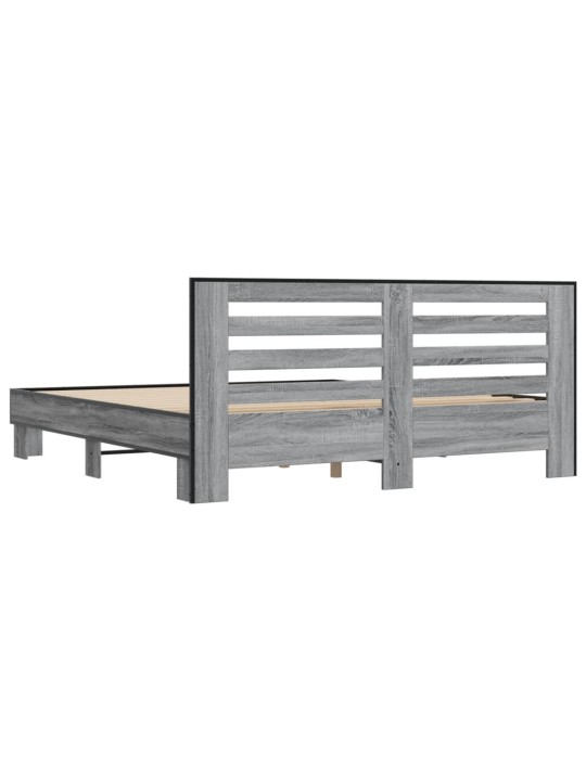 Rám postele šedý sonoma 200 x 200 cm kompozitní dřevo a kov
