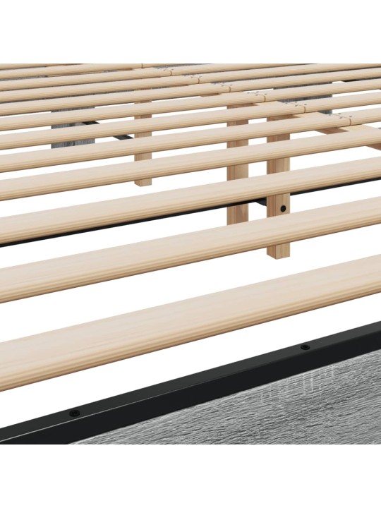 Rám postele šedý sonoma 200 x 200 cm kompozitní dřevo a kov