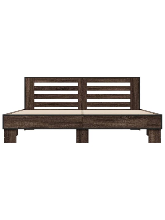 Rám postele hnědý dub 200 x 200 cm kompozitní dřevo a kov