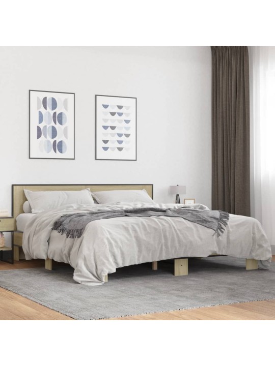 Rám postele dub sonoma 180 x 200 cm kompozitní dřevo a kov