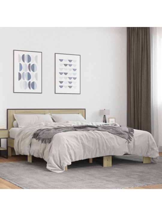 Rám postele dub sonoma 160 x 200 cm kompozitní dřevo a kov