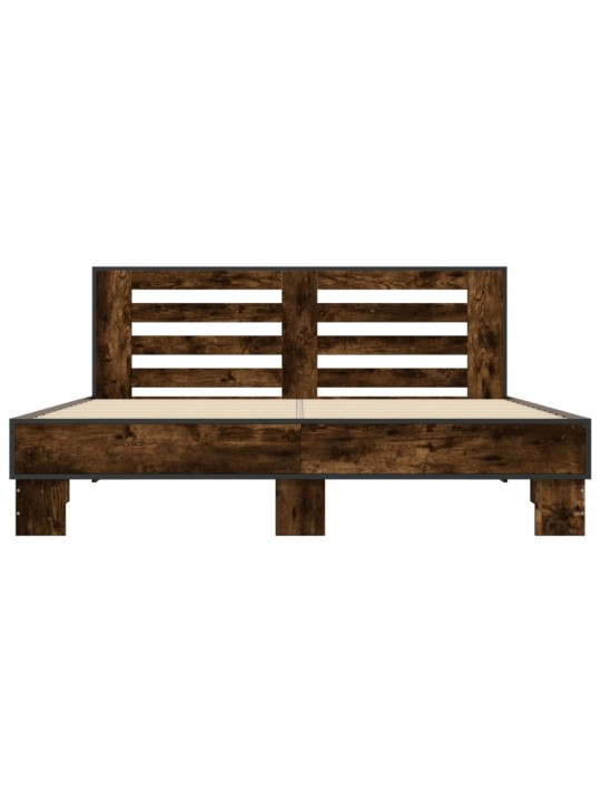 Rám postele kouřový dub 150 x 200 cm kompozitní dřevo a kov