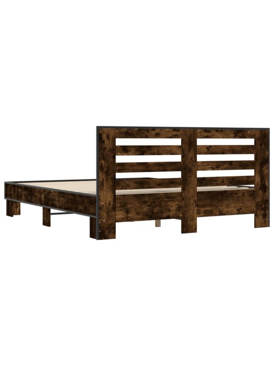 Rám postele kouřový dub 150 x 200 cm kompozitní dřevo a kov