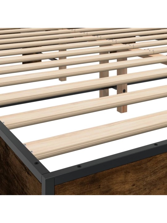 Rám postele kouřový dub 150 x 200 cm kompozitní dřevo a kov