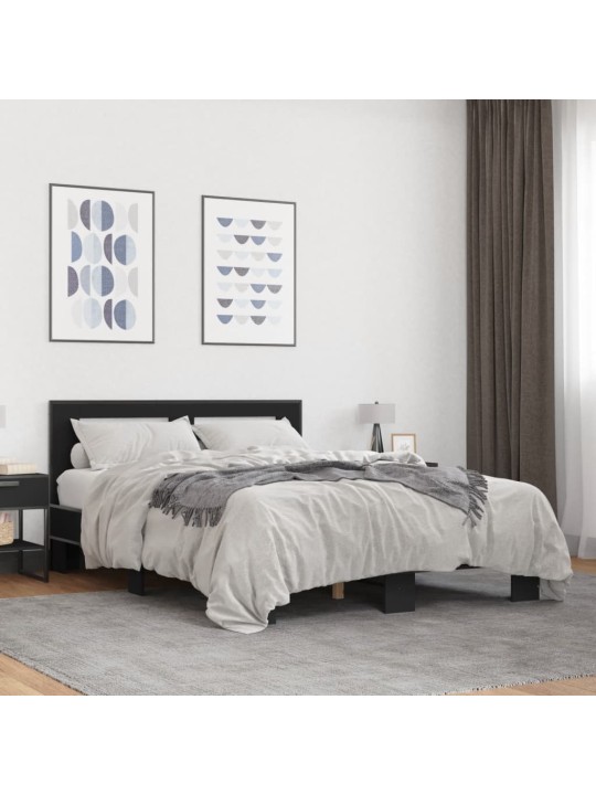 Rám postele černý 140 x 200 cm kompozitní dřevo a kov