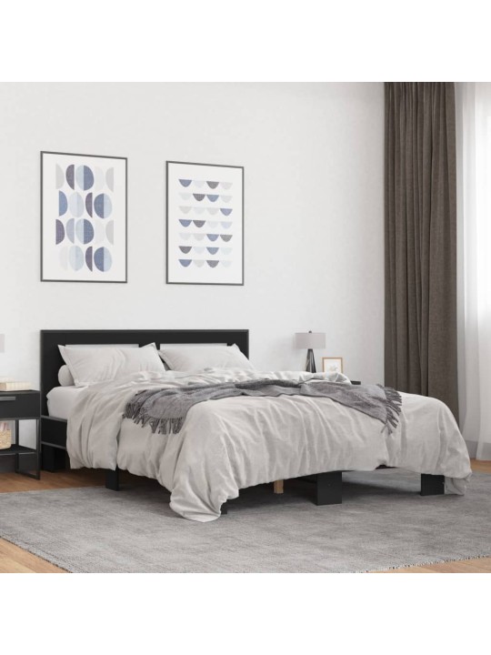 Rám postele černý 120 x 200 cm kompozitní dřevo a kov