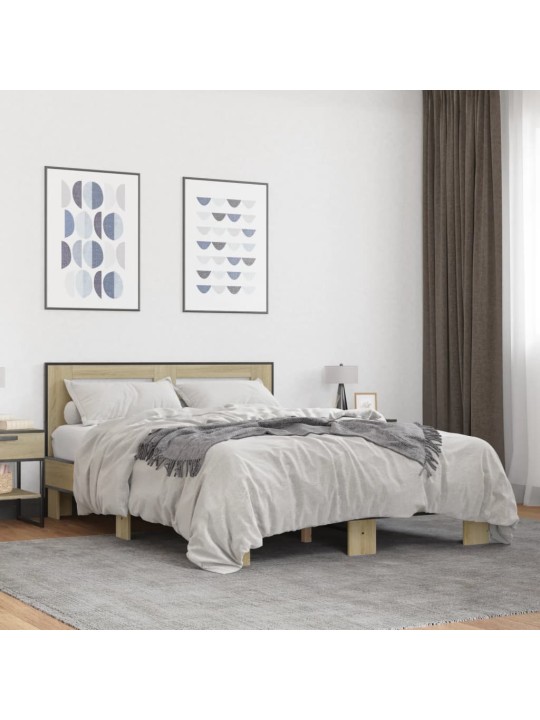Rám postele dub sonoma 120 x 200 cm kompozitní dřevo a kov