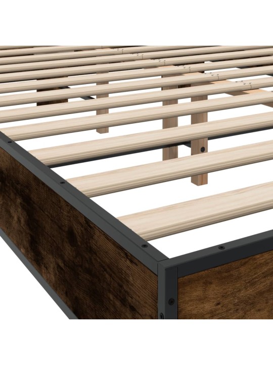 Rám postele kouřový dub 120 x 200 cm kompozitní dřevo a kov