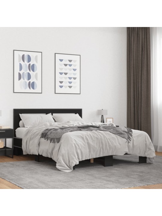 Rám postele černý 140 x 190 cm kompozitní dřevo a kov