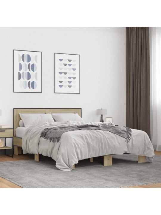 Rám postele dub sonoma 120 x 190 cm kompozitní dřevo a kov