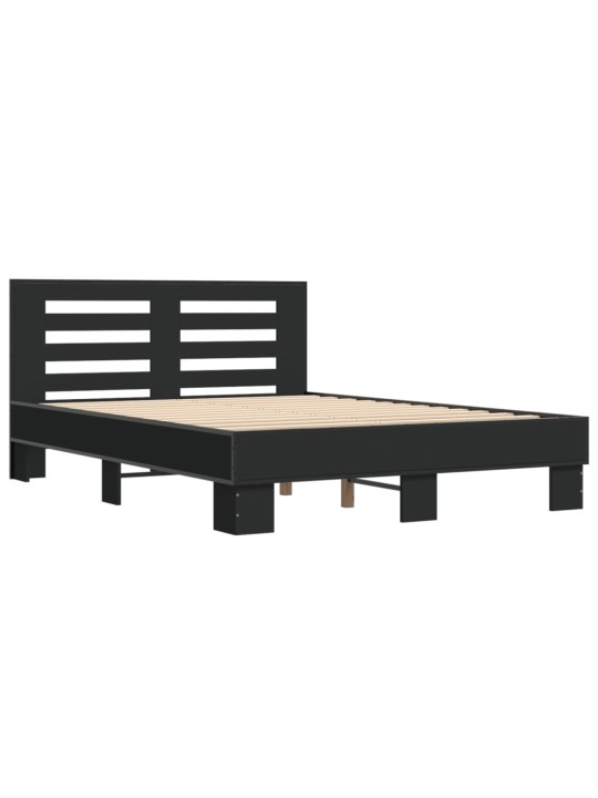 Rám postele černý 135 x 190 cm kompozitní dřevo a kov
