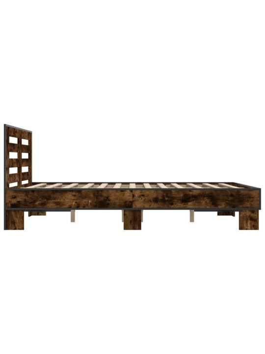 Rám postele kouřový dub 135 x 190 cm kompozitní dřevo a kov