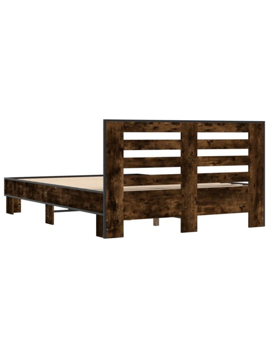 Rám postele kouřový dub 135 x 190 cm kompozitní dřevo a kov