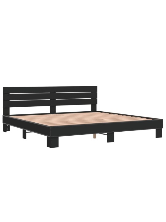 Rám postele černý 200 x 200 cm kompozitní dřevo a kov