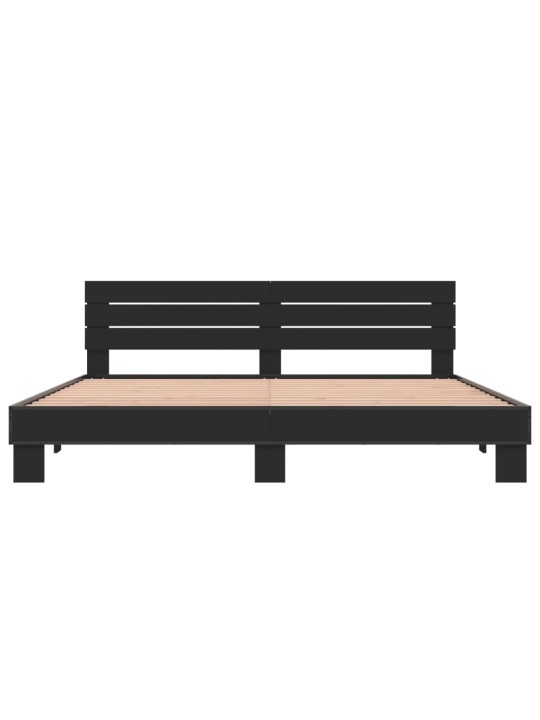 Rám postele černý 200 x 200 cm kompozitní dřevo a kov