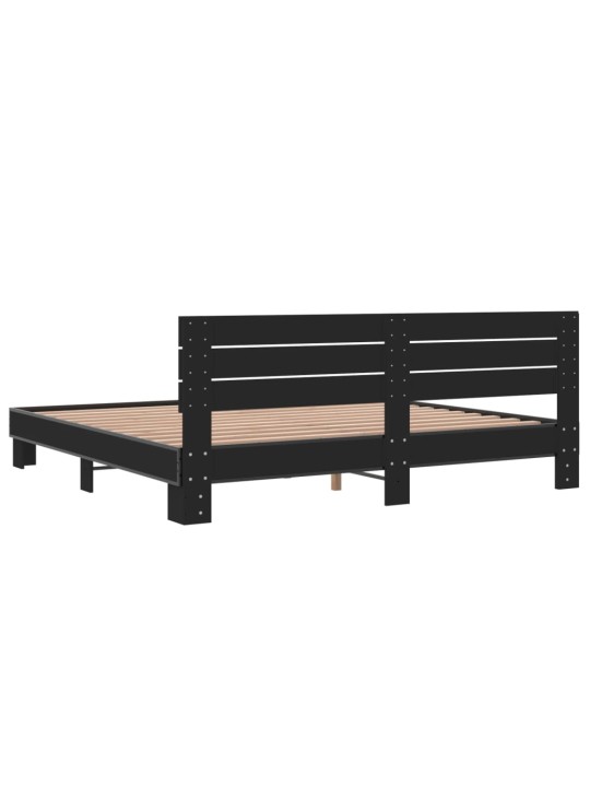 Rám postele černý 200 x 200 cm kompozitní dřevo a kov