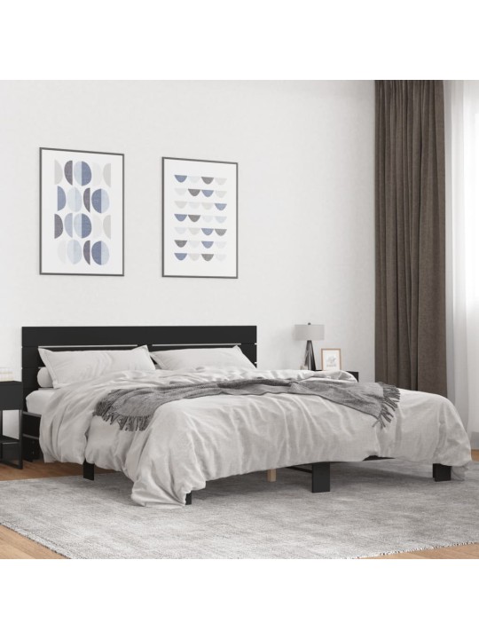 Rám postele černý 200 x 200 cm kompozitní dřevo a kov