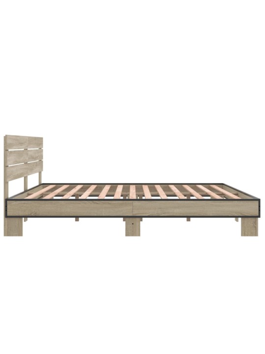 Rám postele dub sonoma 200 x 200 cm kompozitní dřevo a kov