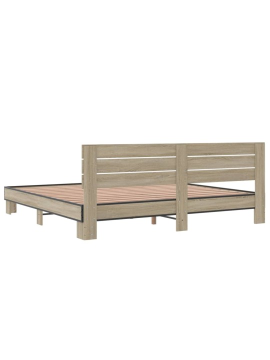 Rám postele dub sonoma 200 x 200 cm kompozitní dřevo a kov