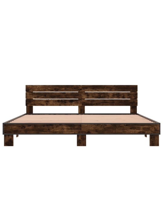 Rám postele kouřový dub 200 x 200 cm kompozitní dřevo a kov