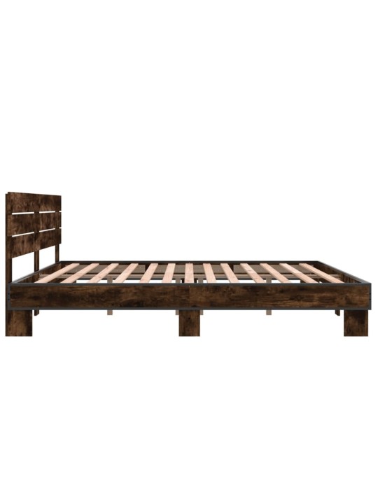 Rám postele kouřový dub 200 x 200 cm kompozitní dřevo a kov