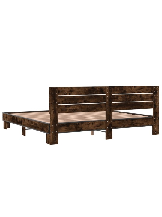 Rám postele kouřový dub 200 x 200 cm kompozitní dřevo a kov