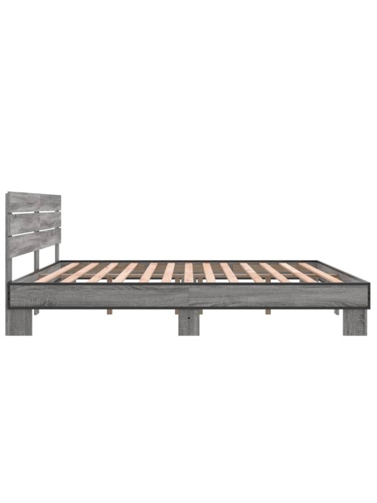 Rám postele šedý sonoma 200 x 200 cm kompozitní dřevo a kov