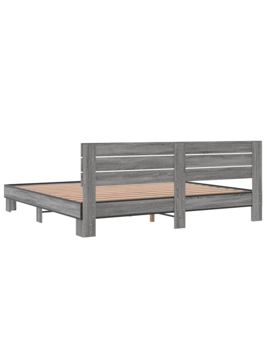 Rám postele šedý sonoma 200 x 200 cm kompozitní dřevo a kov