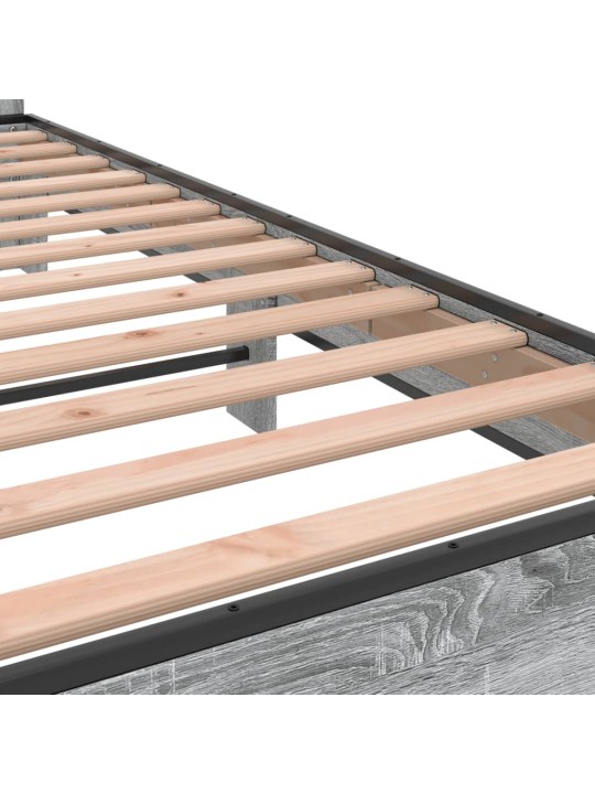 Rám postele šedý sonoma 200 x 200 cm kompozitní dřevo a kov