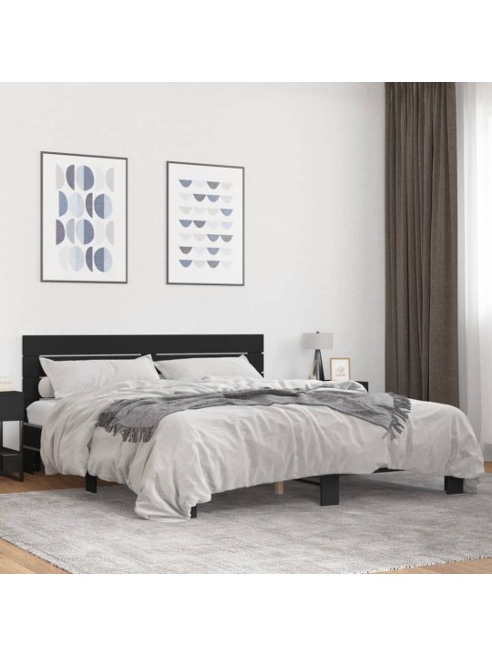 Rám postele černý 180 x 200 cm kompozitní dřevo a kov