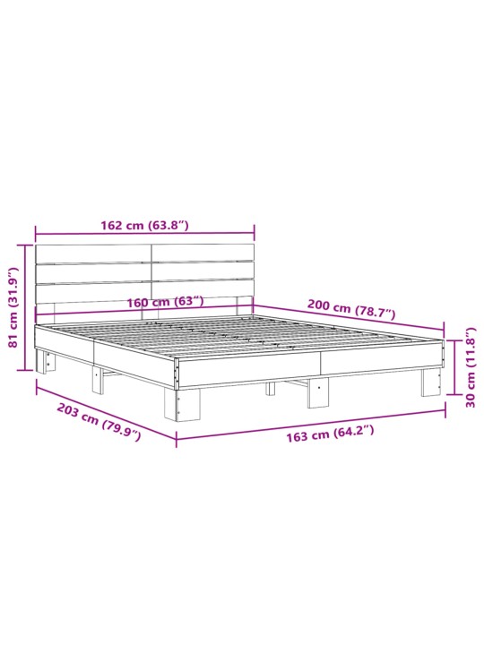 Rám postele černý 160 x 200 cm kompozitní dřevo a kov