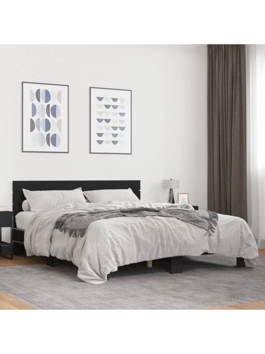 Rám postele černý 160 x 200 cm kompozitní dřevo a kov