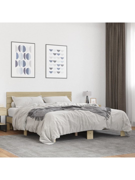 Rám postele dub sonoma 160 x 200 cm kompozitní dřevo a kov