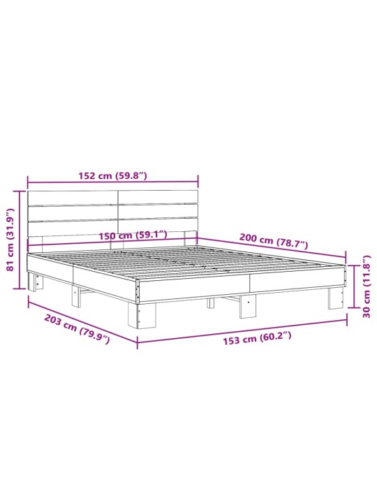 Rám postele černý 150 x 200 cm kompozitní dřevo a kov