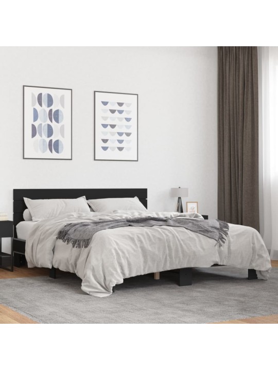 Rám postele černý 150 x 200 cm kompozitní dřevo a kov