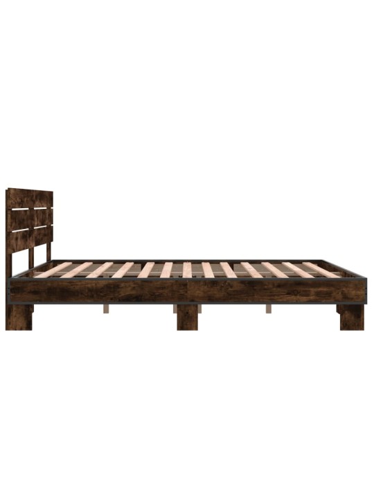 Rám postele kouřový dub 150 x 200 cm kompozitní dřevo a kov