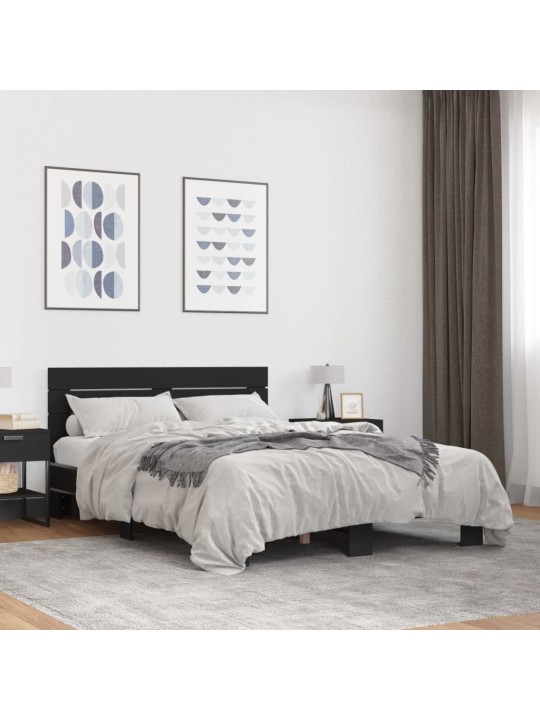 Rám postele černý 140 x 200 cm kompozitní dřevo a kov