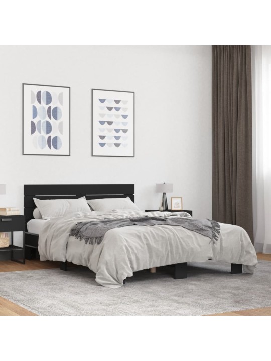 Rám postele černý 120 x 200 cm kompozitní dřevo a kov