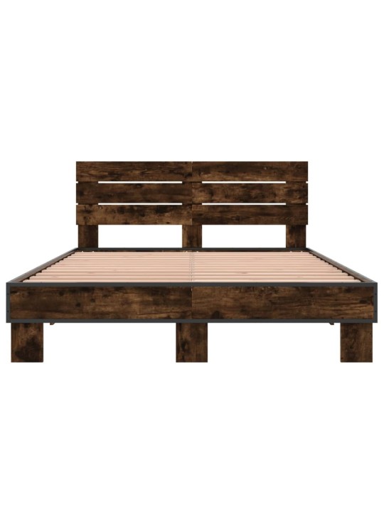 Rám postele kouřový dub 120 x 200 cm kompozitní dřevo a kov