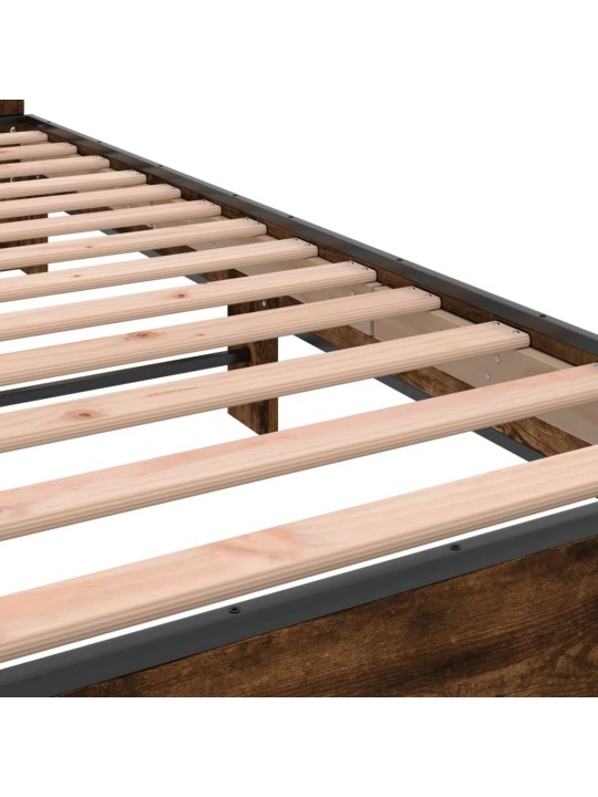 Rám postele kouřový dub 120 x 200 cm kompozitní dřevo a kov