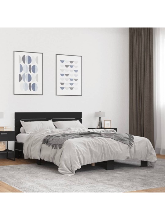 Rám postele černý 135 x 190 cm kompozitní dřevo a kov