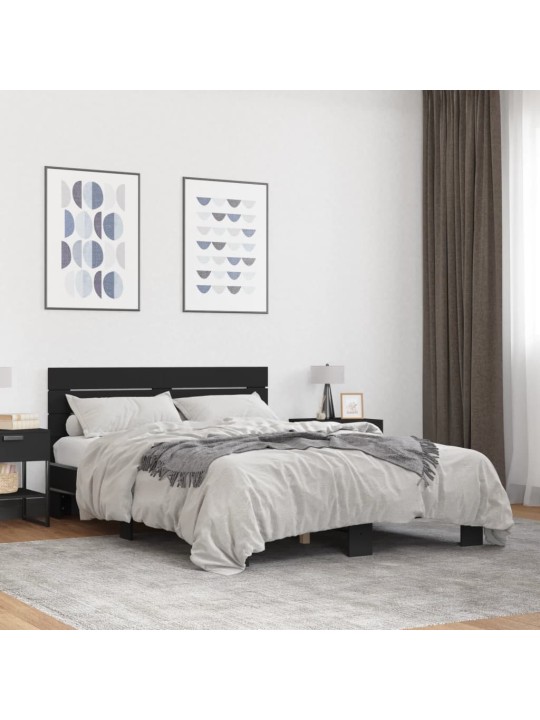Rám postele černý 140 x 190 cm kompozitní dřevo a kov