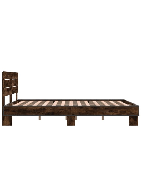 Rám postele kouřový dub 140 x 190 cm kompozitní dřevo a kov
