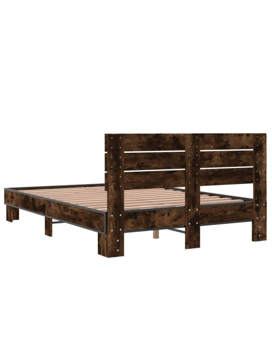 Rám postele kouřový dub 140 x 190 cm kompozitní dřevo a kov